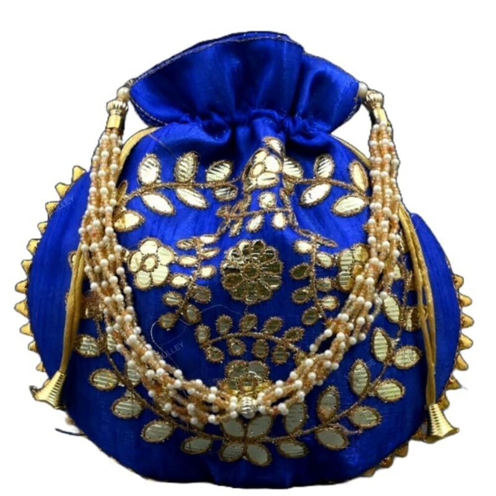 9849 Potli Bag Gotta Patti Elegance Gold Intricate Work Bridal Potli Ethnic